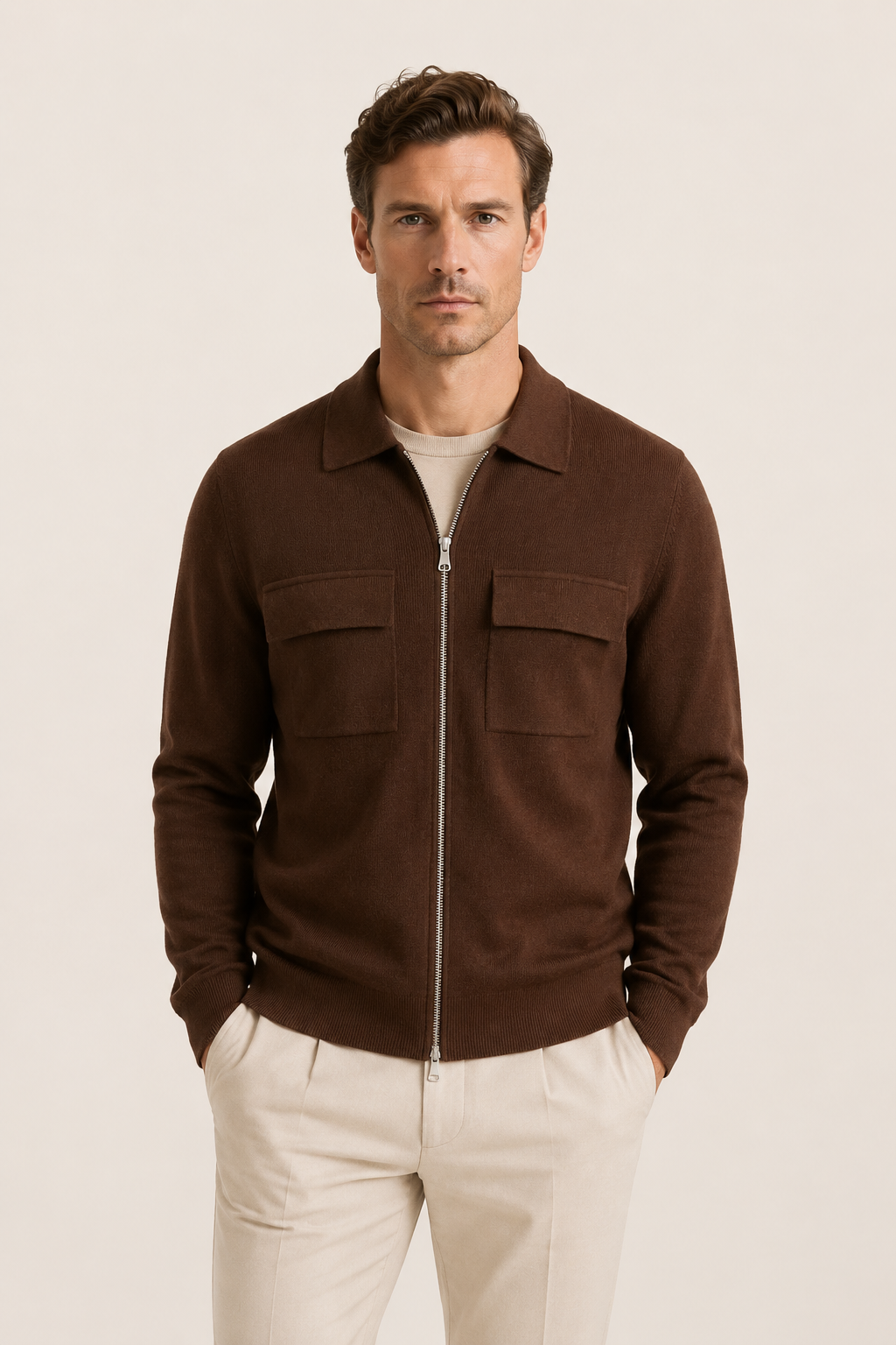 Venturi Merino Cardigan Caramel