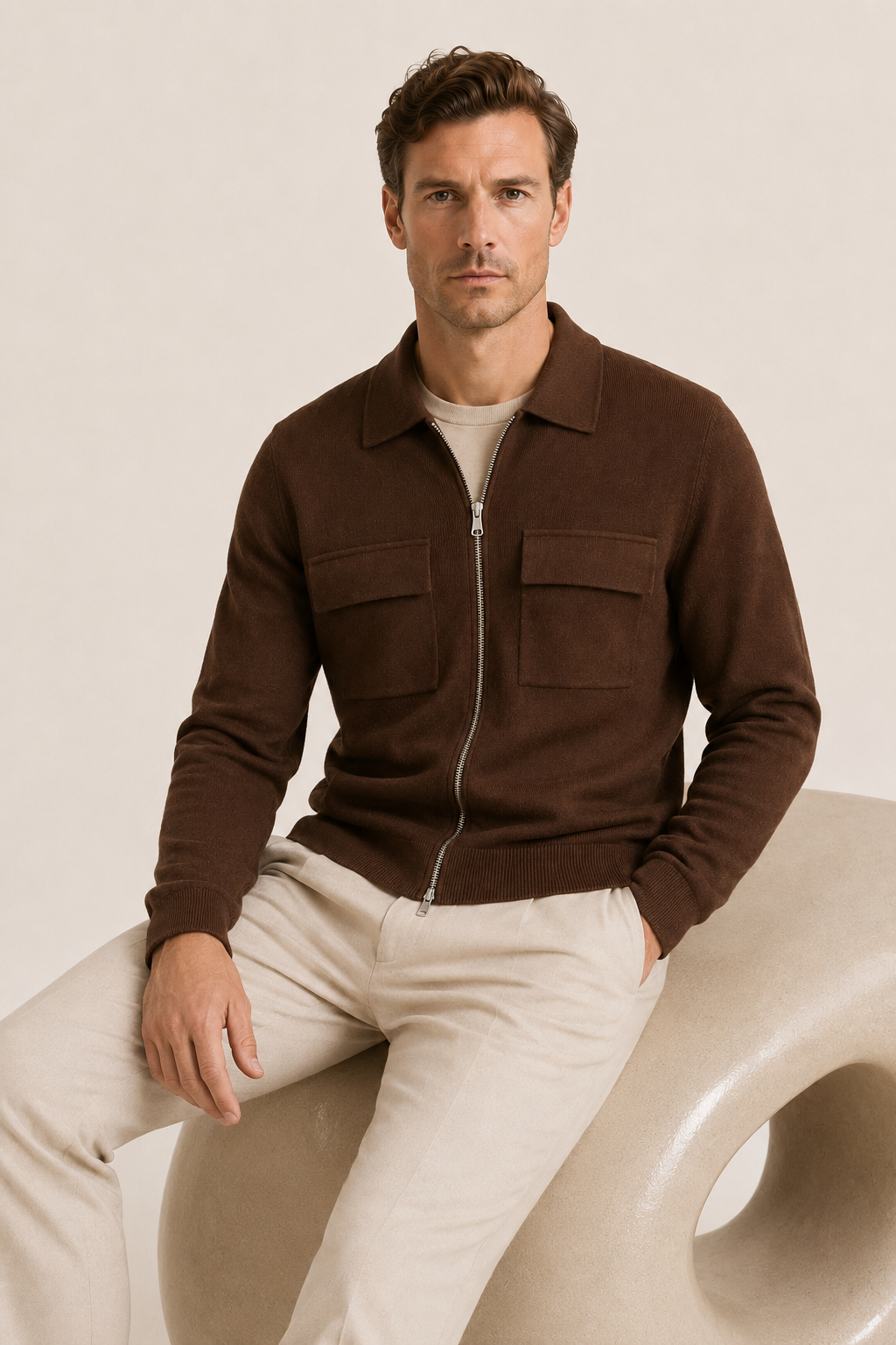 Venturi Merino Cardigan Caramel
