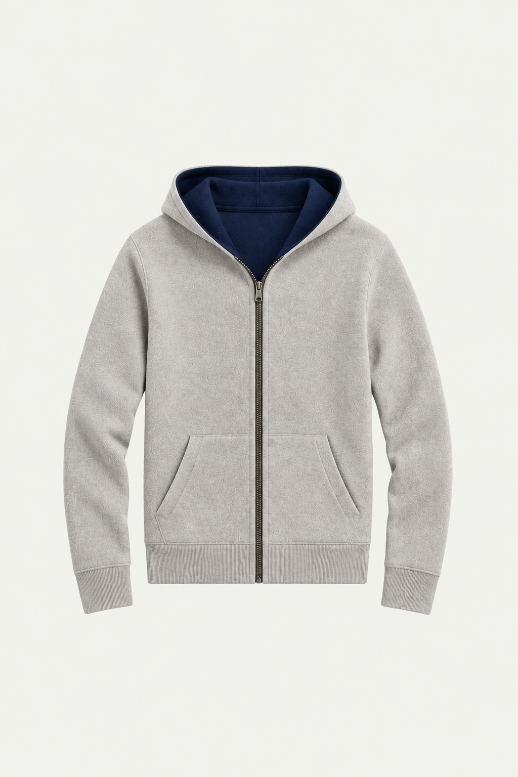 Wende-Strickjacke mit Kapuze Grau & Blau
