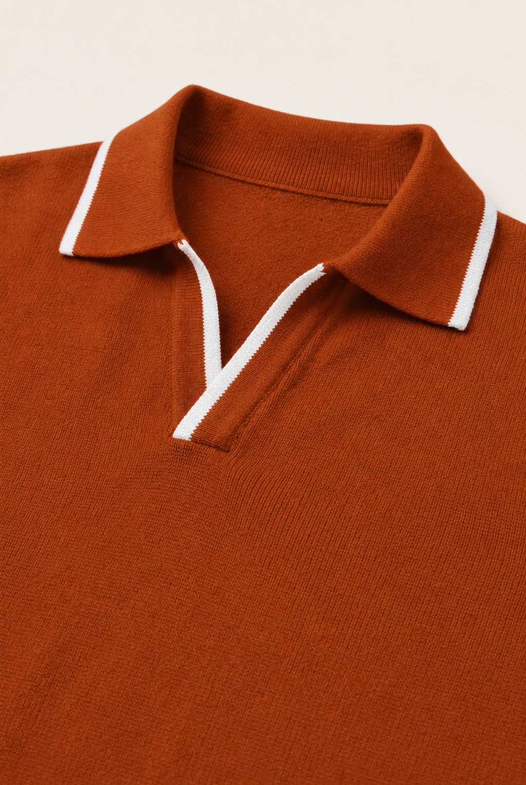 Gestreiftes Poloshirt ohne Knöpfe Terrakotta