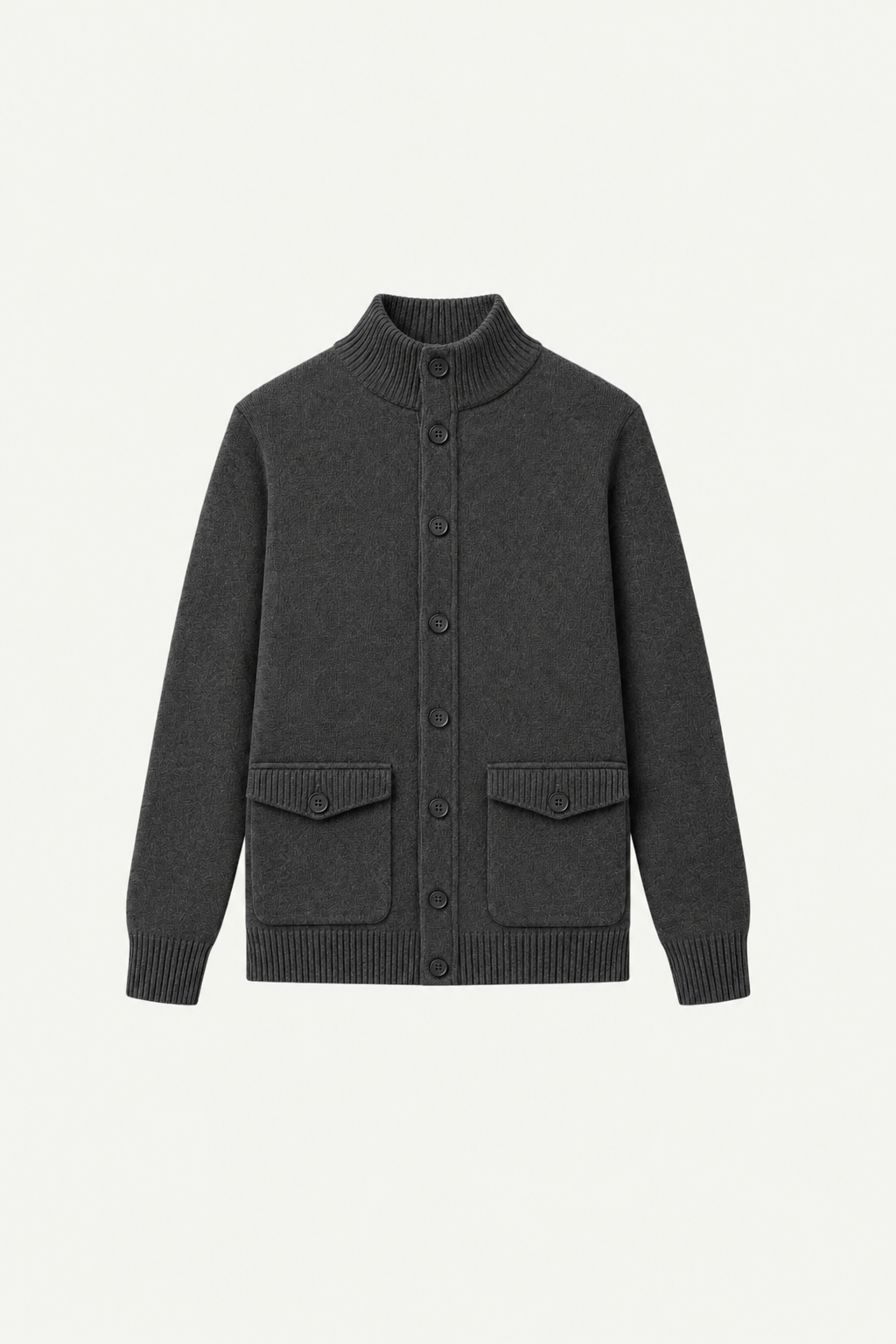 Knit Button Cardigan Dark Gray
