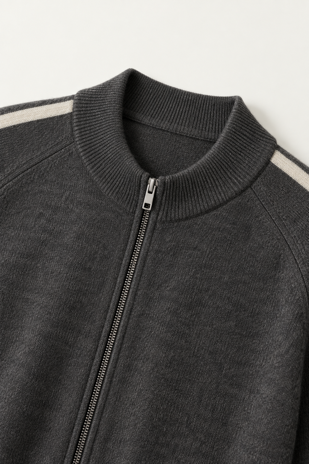 Rippstrickjacke mit Reißverschluss, Dunkelgrau