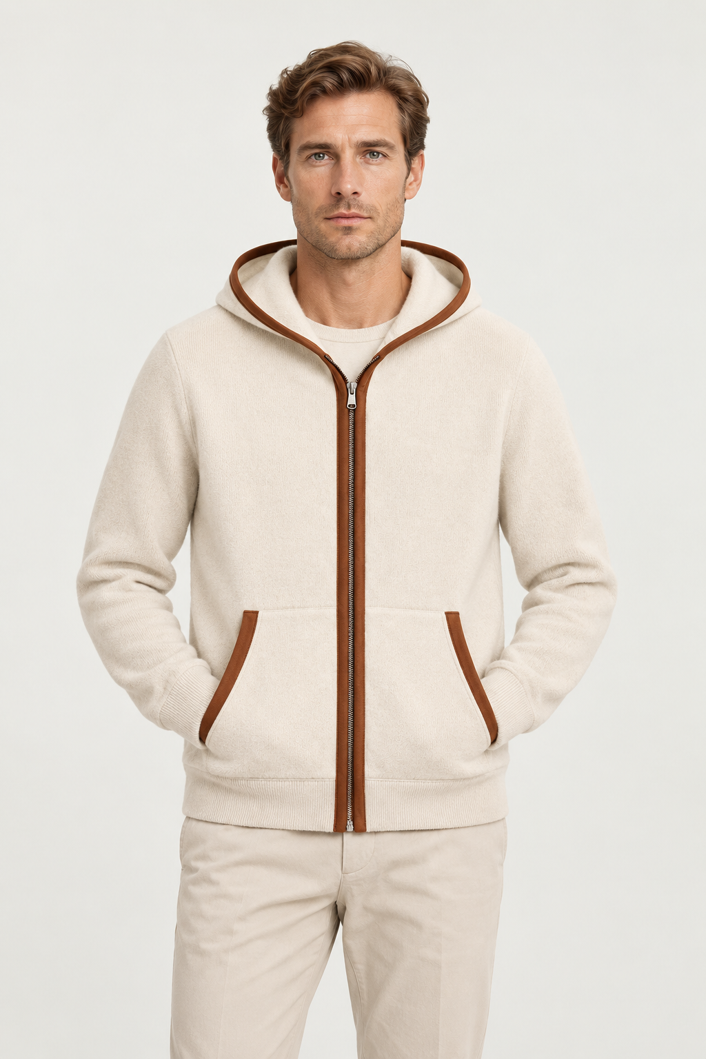Hooded Cardigan Beige