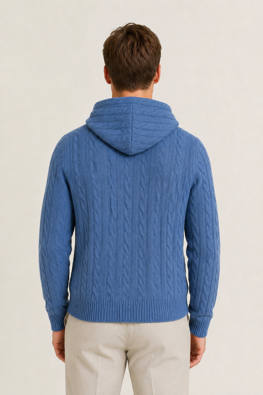 Kapuzenpullover Zopfmuster Royalblau