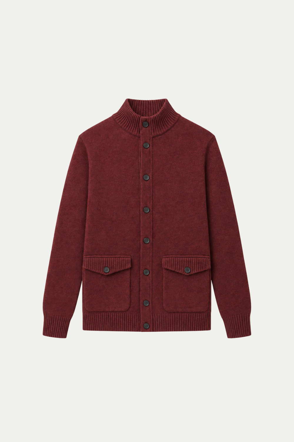Strick-Knopf-Cardigan Bordeaux