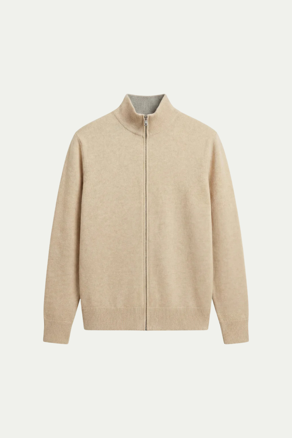 Wende-Strickjacke mit Reißverschluss, Beige & Grau