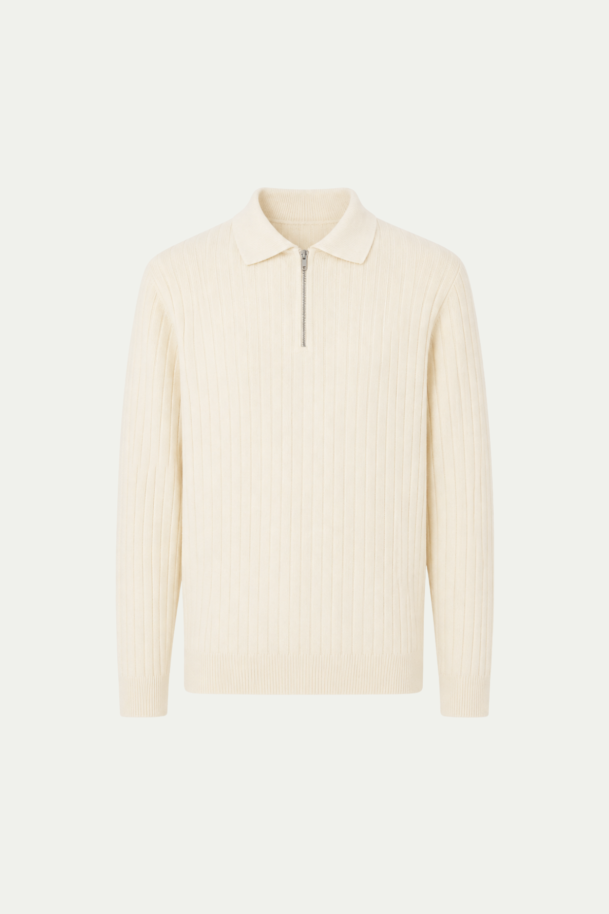 Ribbed Half-Zip Ivory