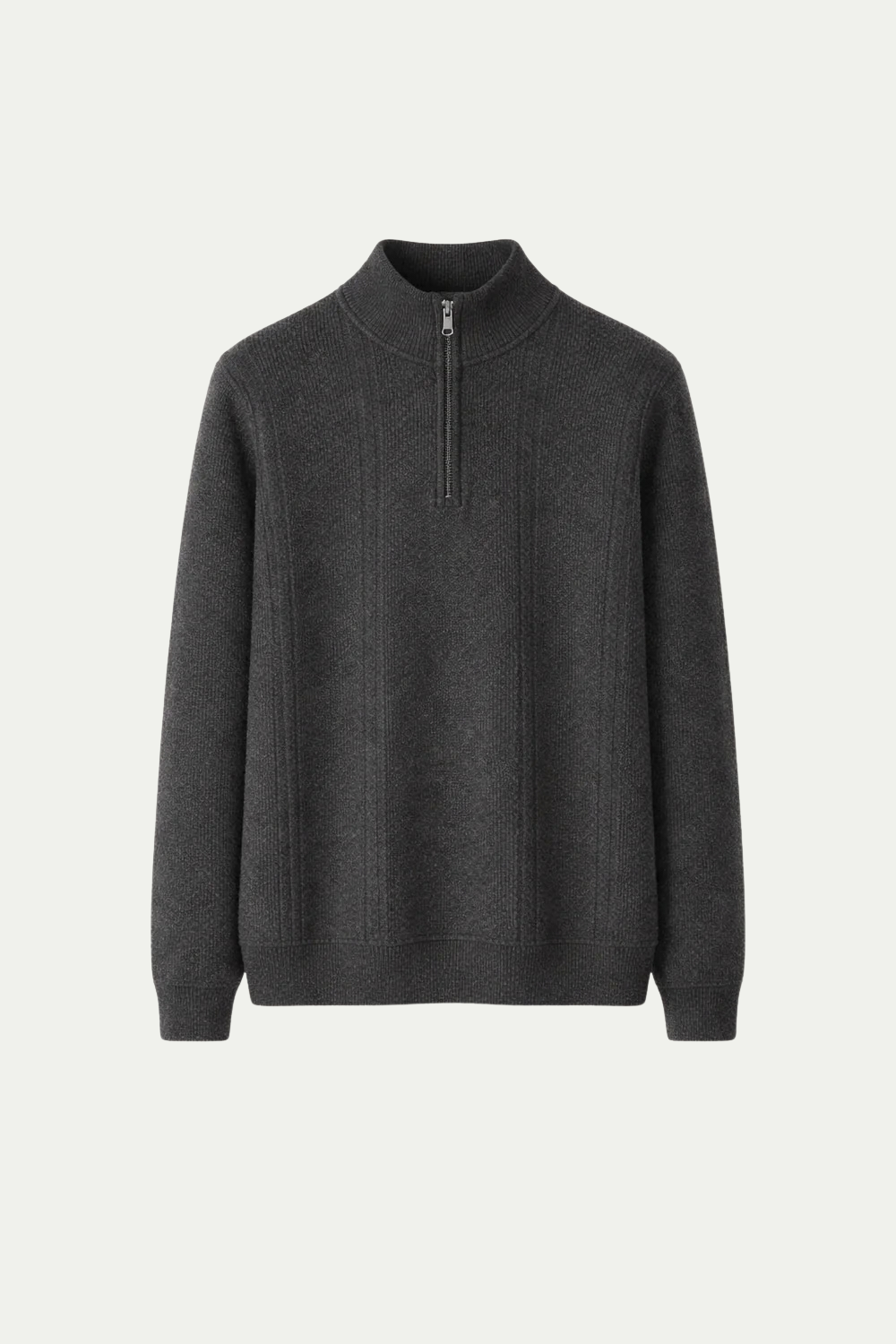 Gerippter Quarter-Zip Dunkelgrau