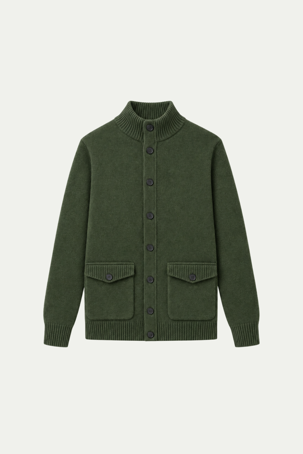Knit Button Cardigan Forest